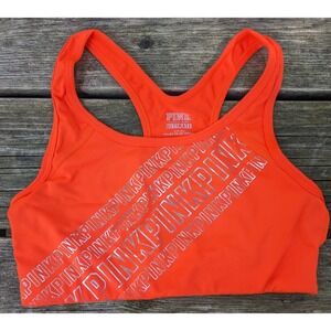 Victorias‎ Secret Ultimate Sports Bra Womens Small Neon Orange Silver Gym PINK